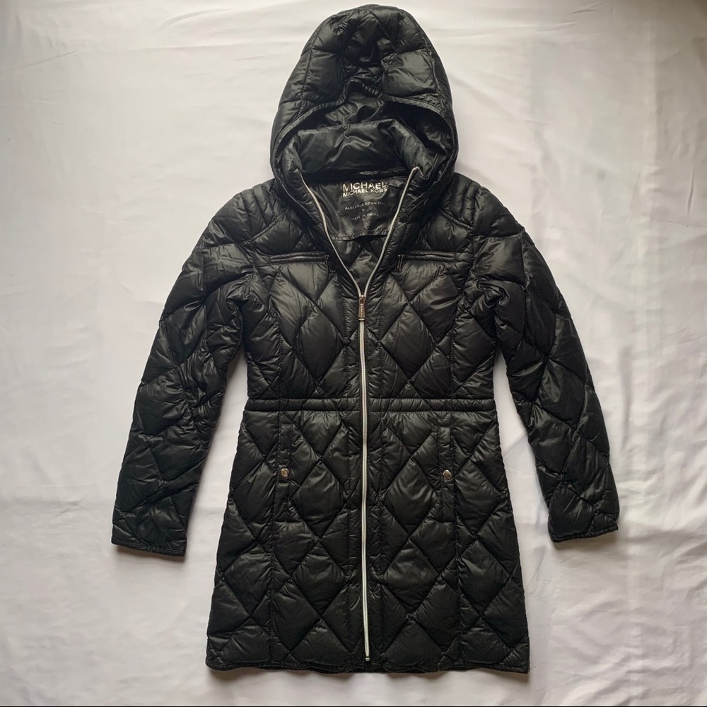 Michael Kors Black Hooded Packable Down Coat